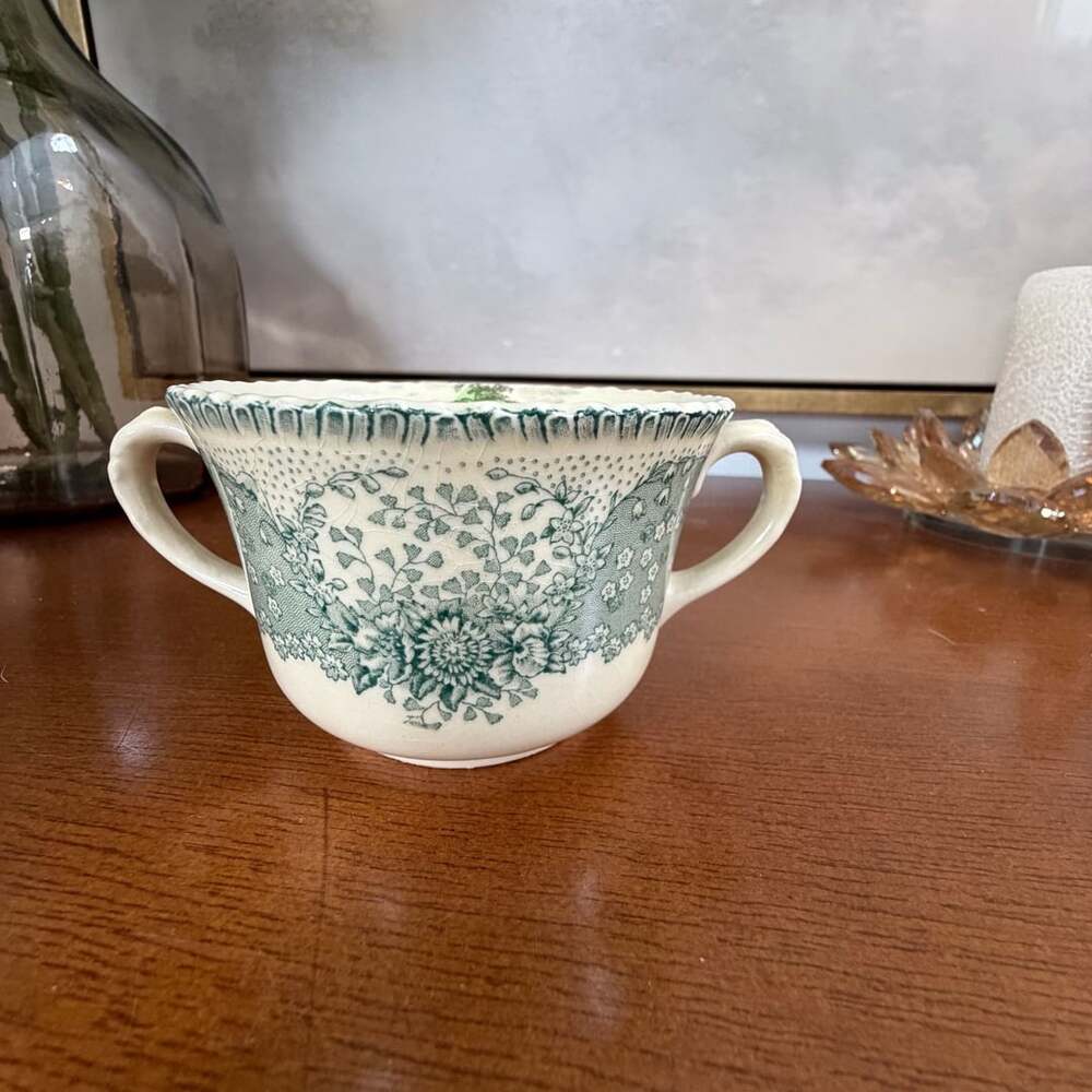 Royal Doulton Jardiniere Two Handled Bowl Green Transferware